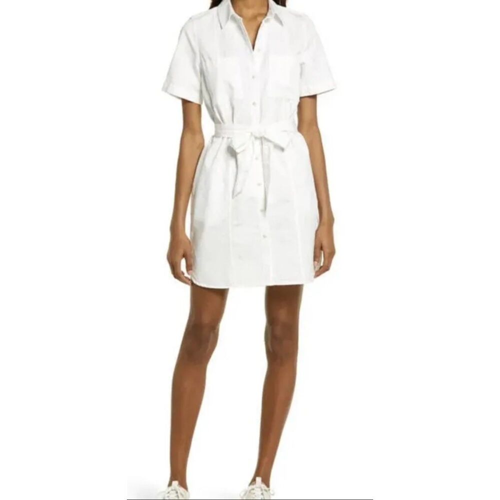 MADEWELL Courier Seamed Denim Tie Waist Denim Shirtdress, Sz M - Picture 2 of 11